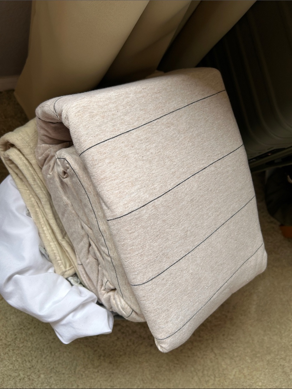 New Threshold Jersey Neutral Pinstripe Sheet Set queen - Picture 6 of 6